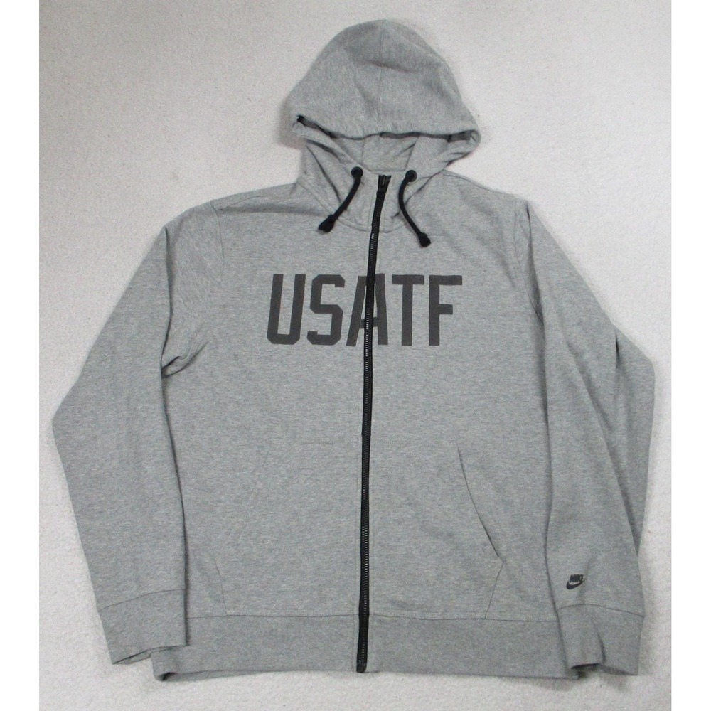 Nike USATF Hoodie Mens Large Gray Full Zip Sweatshirt Nike Sportswear‎ Track